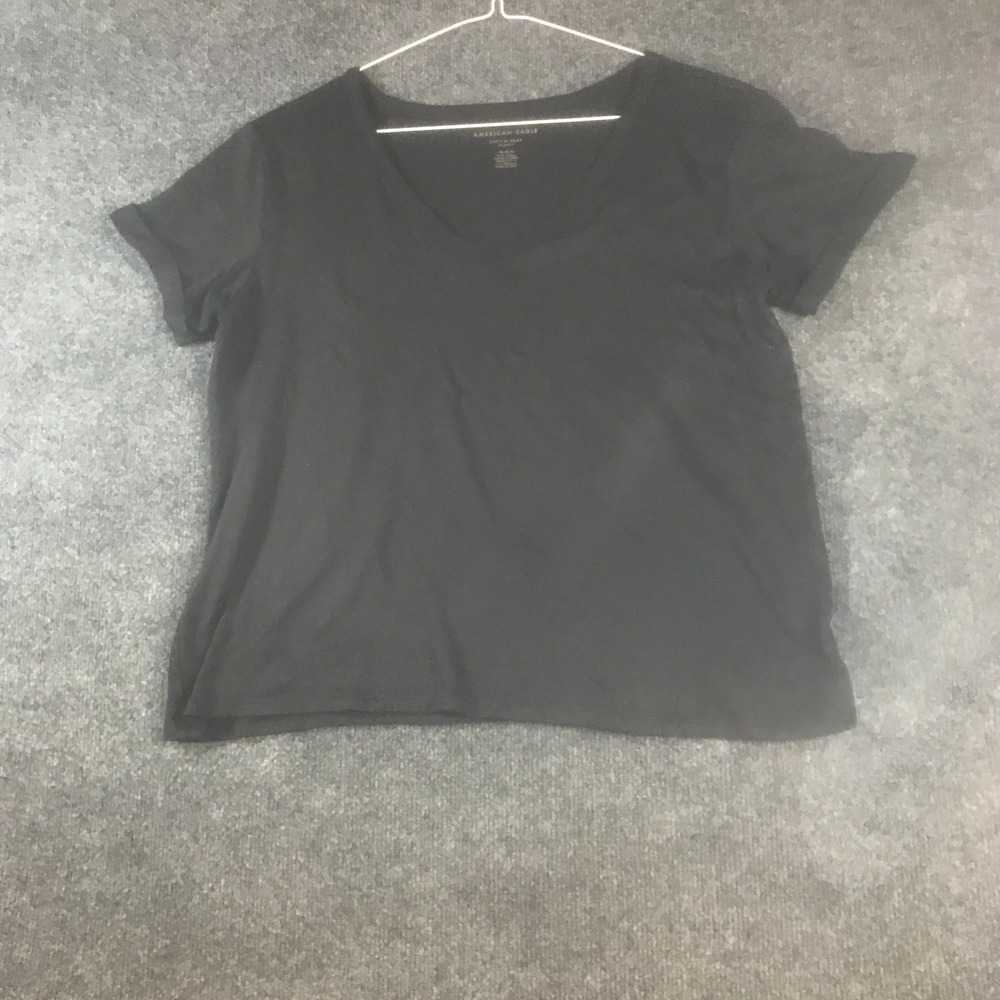 American Eagle Soft & Sexy Plush T-Shirt Womens Medium Black Good V-Neck Stretch